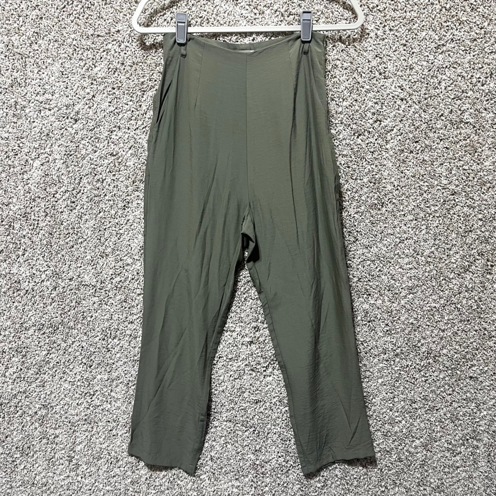 Icebird Pants Women's Small Olive Green High Rise Side Zip Tapered Ankle